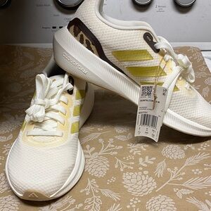Adidas Women's White and Yellow Sneakers